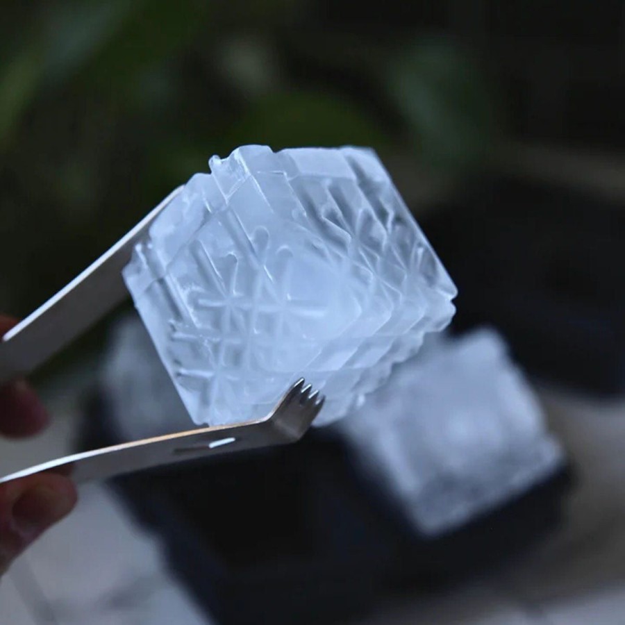 Home Lockwood Bar | Crystal Etched Cocktail Ice Tray-Charcoal