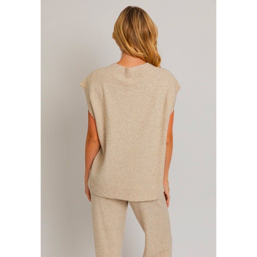 Women Lockwood Sweaters & Jackets | Recycled Yarn V-Neck Sweater Vest In Oatmeal