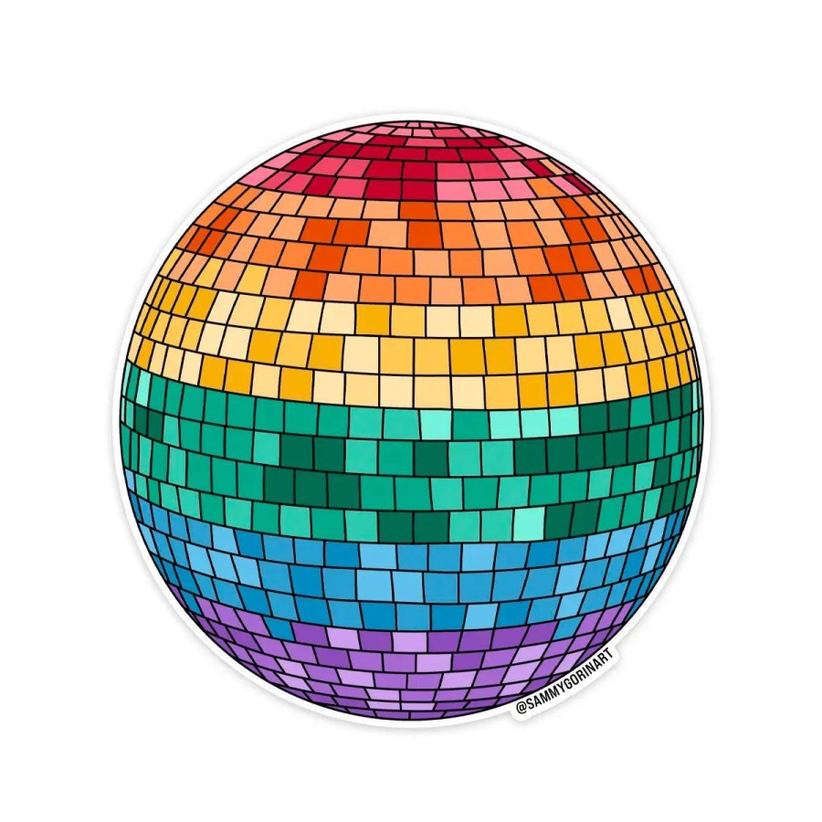 Paper Lockwood Stickers | Rainbow Disco Ball Sticker