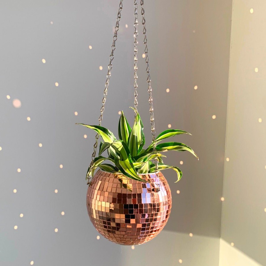 Home Lockwood Planters & Vases | 6" Disco Ball Planter-Rose Gold