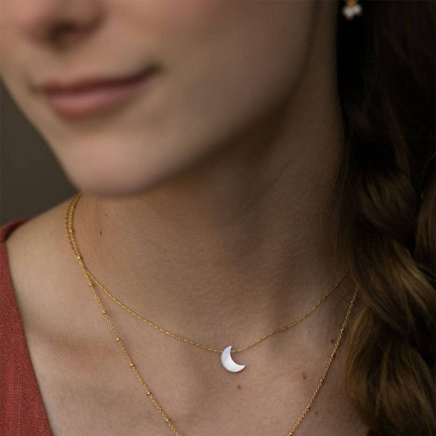 Accessories Lockwood | Mother Of Pearl Moon Necklace