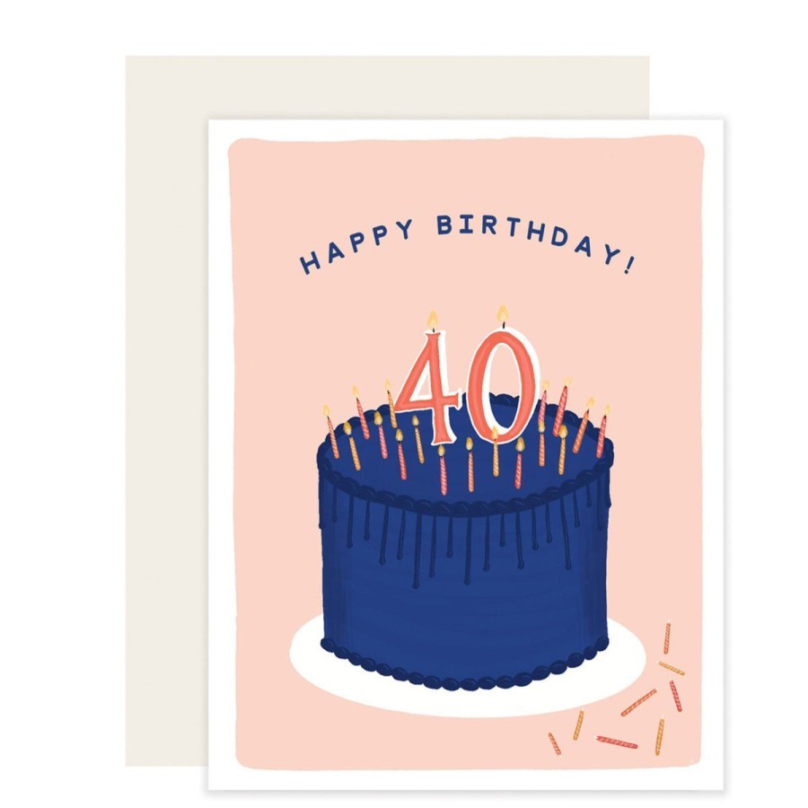 Paper Lockwood Birthday Cards | 40Th Cake Greeting Card