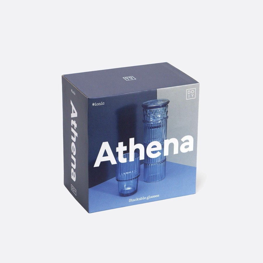 Home Lockwood Trays & Accents | Athena Stackable Glasses In Blue