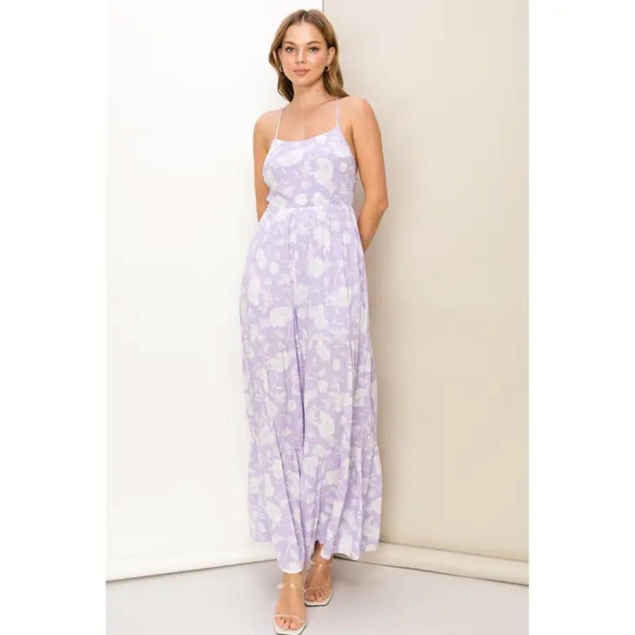 Women Lockwood Dresses & Jumpsuits | Knotty And Nice Floral Print Jumpsuit In Lavender