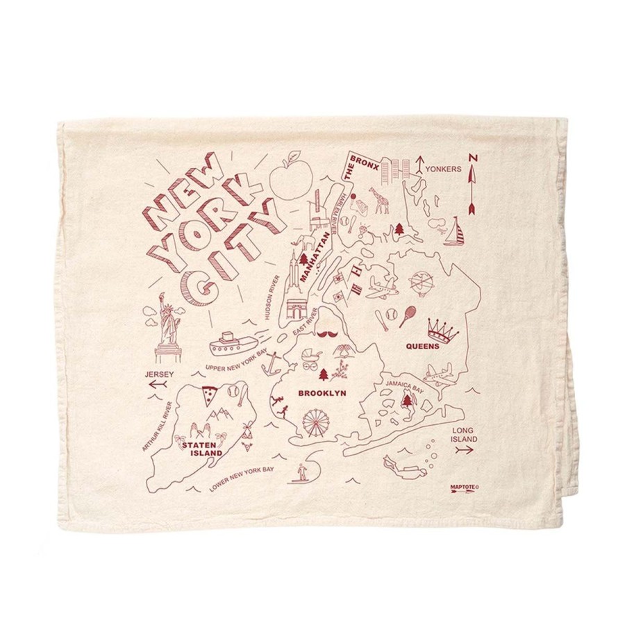 Home Lockwood Kitchen | Nyc Map Dish Towel-Natural