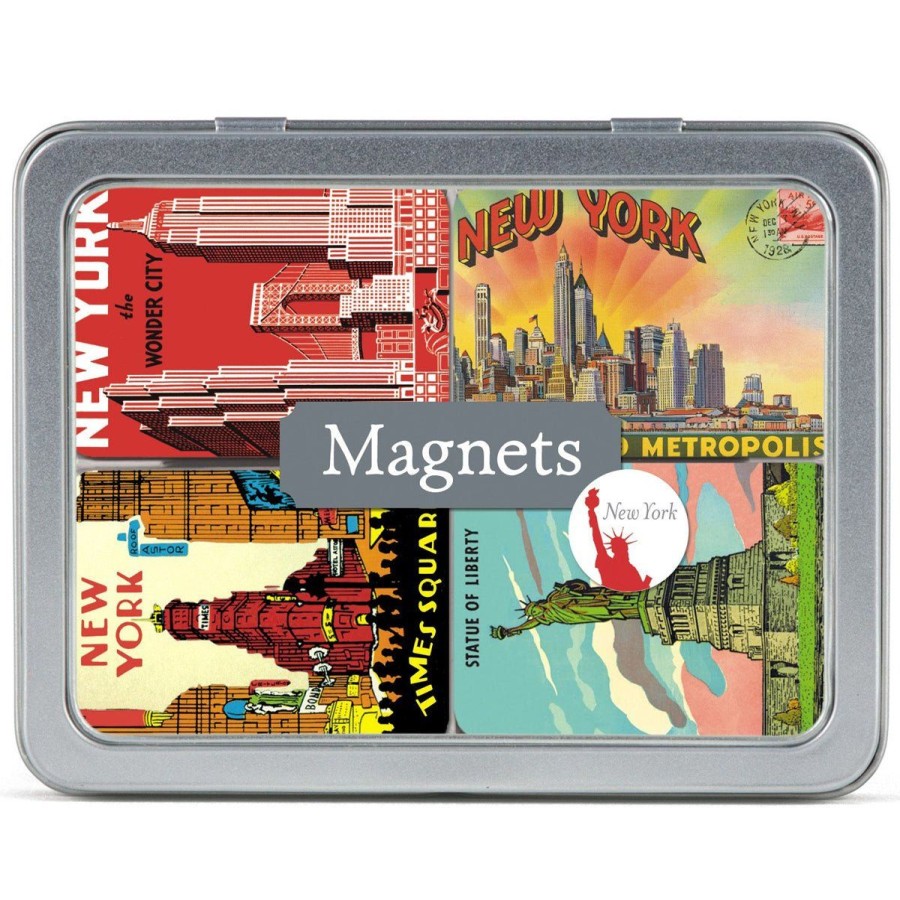 Paper Lockwood Magnets | Set Of 24 Ny Magnets In Tin