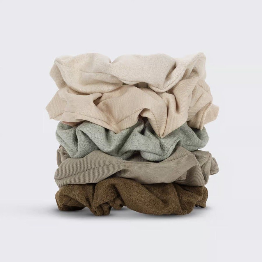 Accessories Lockwood | Assorted Textured Scrunchies 5Pc Set-Eucalyptus