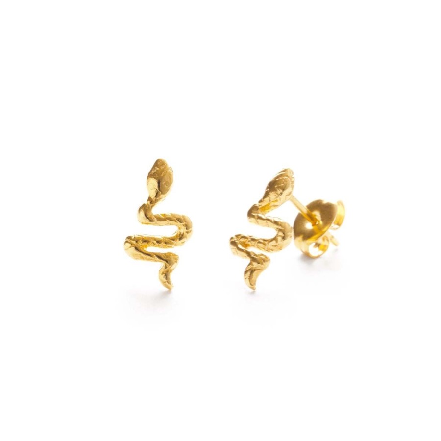 Accessories Lockwood | Teeny Tiny Serpent Studs In Gold