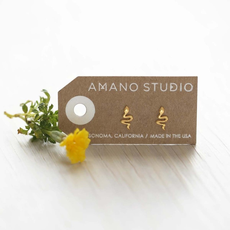 Accessories Lockwood | Teeny Tiny Serpent Studs In Gold