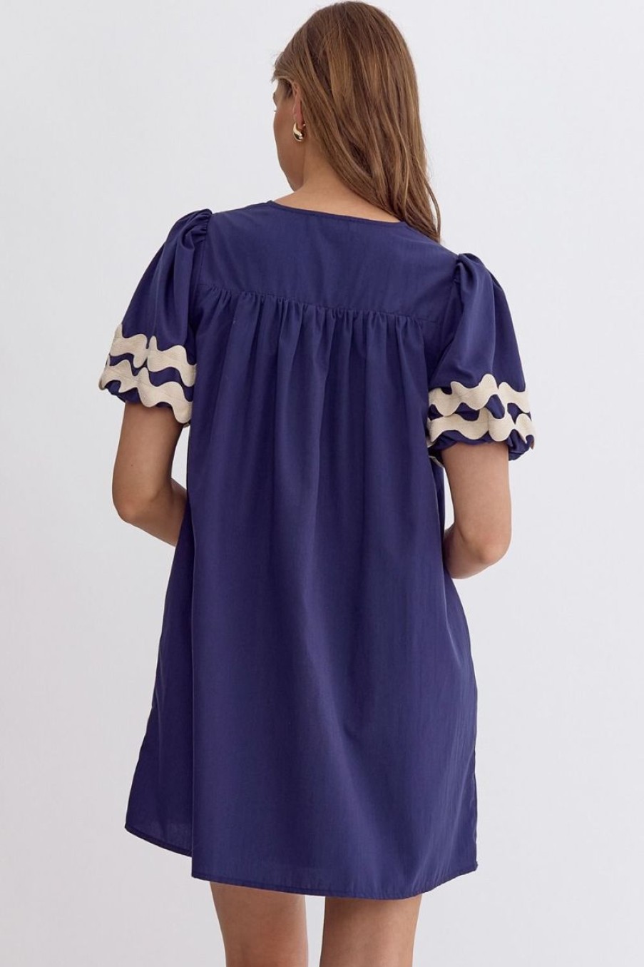 Women Lockwood Dresses & Jumpsuits | Rick Rack Tiered Babydoll Dress In Navy