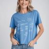 Women Lockwood Tees & Tops | Go To Destination Tee In Blue Isle