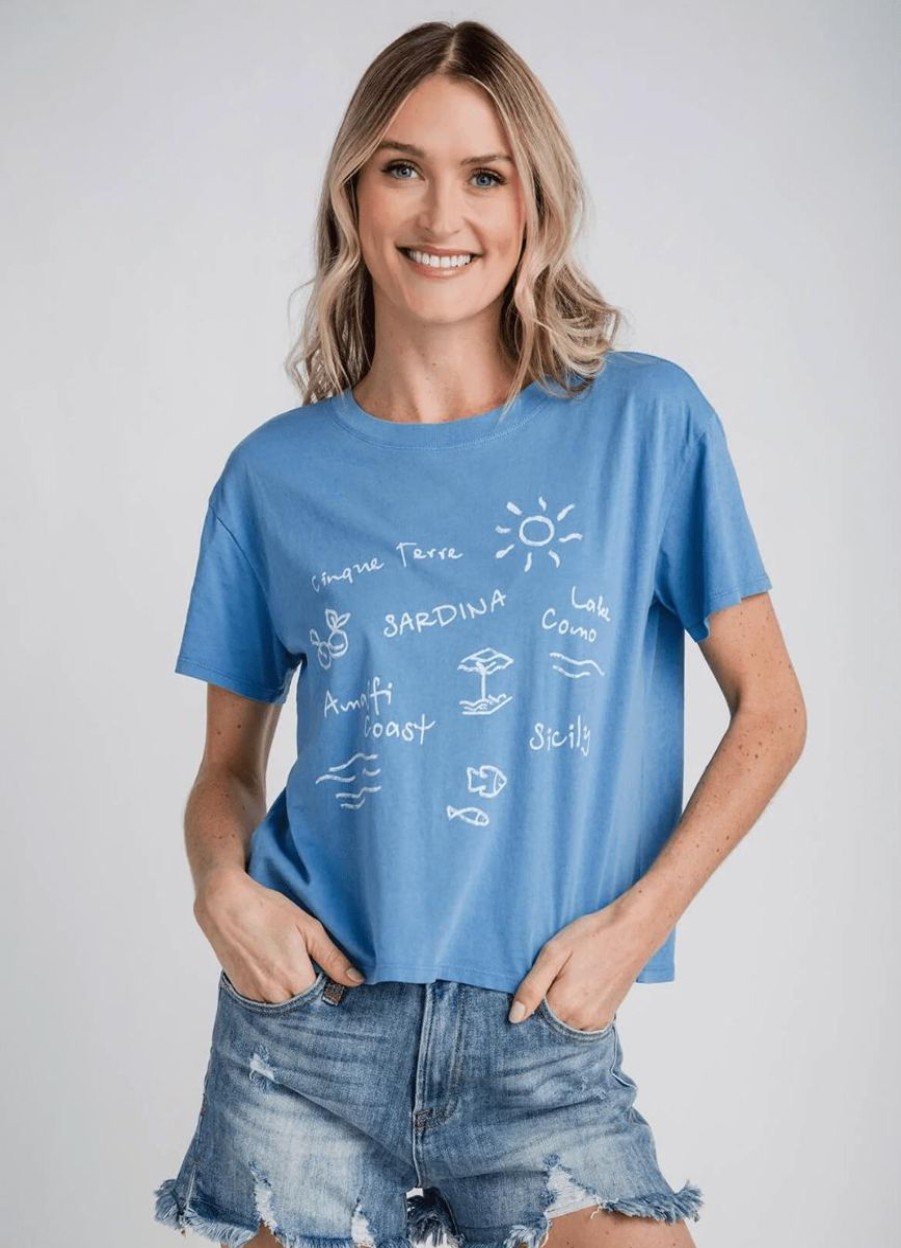 Women Lockwood Tees & Tops | Go To Destination Tee In Blue Isle