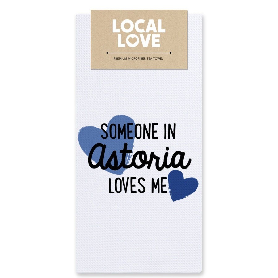 Home Lockwood Kitchen | Someone In Astoria Loves Me Tea Towel-Chambray & Royal