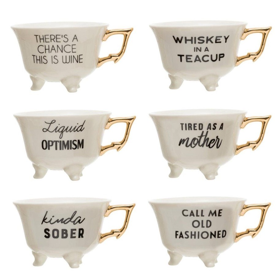 Home Lockwood Drinkware & Glassware | Footed Tea Cup W/Saying