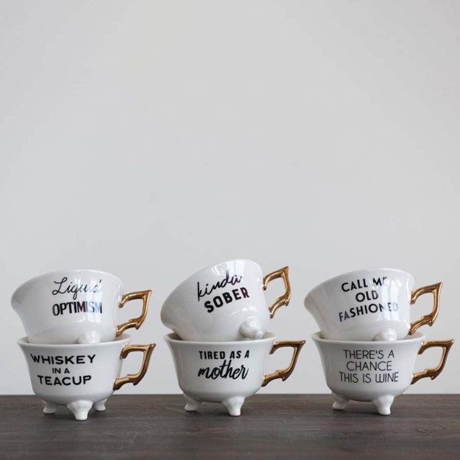 Home Lockwood Mugs | Footed Tea Cup W/Saying