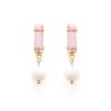 Accessories Lockwood | Baguette Crystal With Pearl Stud Earrings-Pink