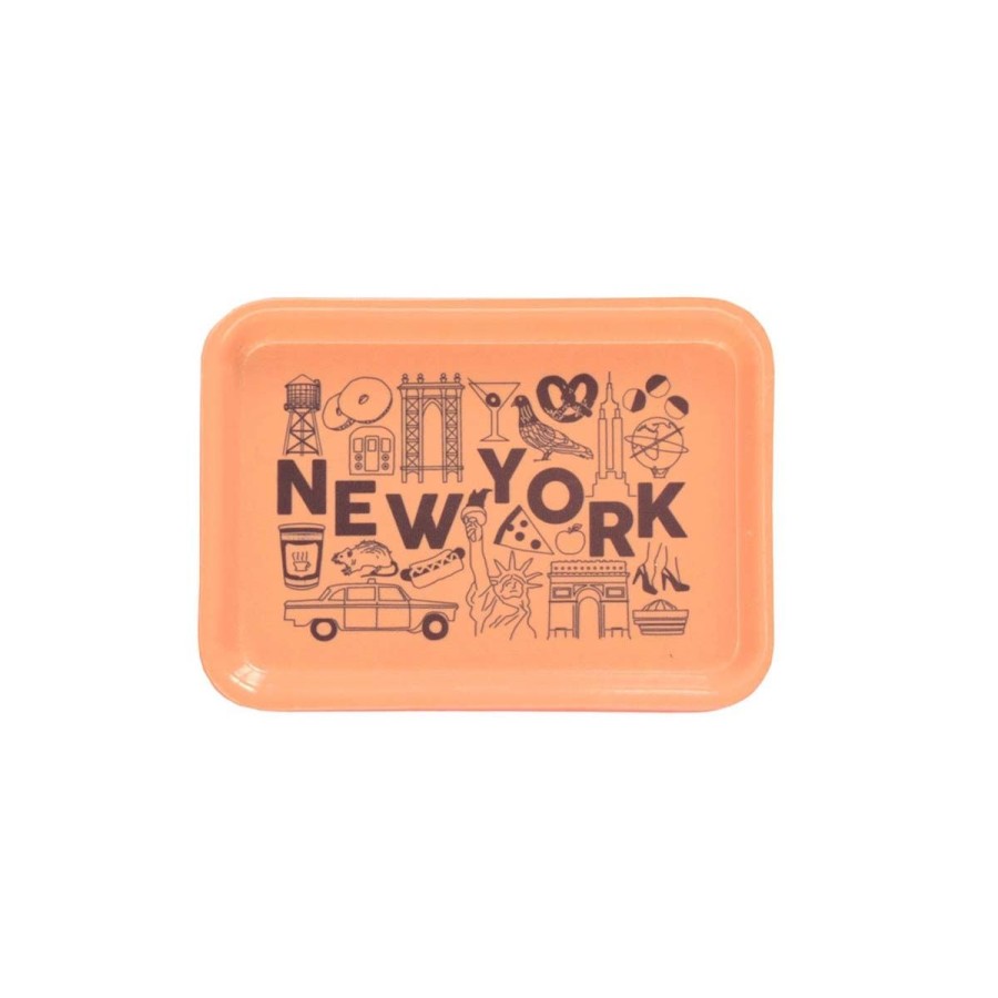 Home Lockwood Trays & Accents | New York Small Tray-Peach