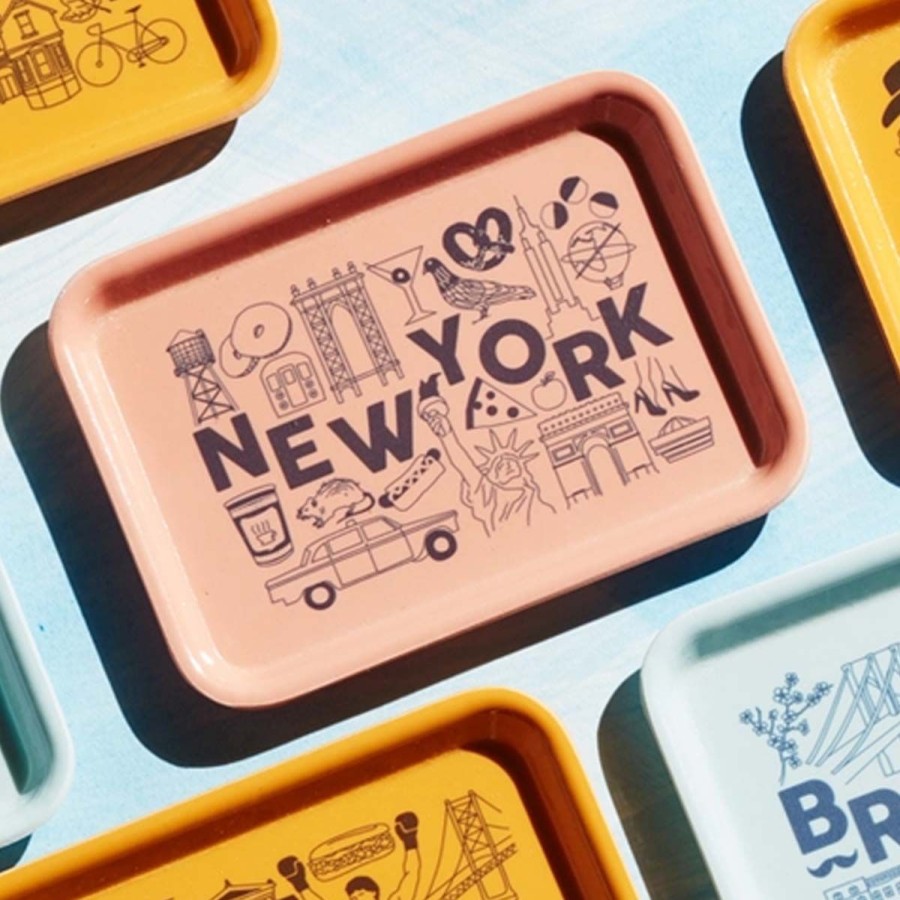 Home Lockwood Trays & Accents | New York Small Tray-Peach