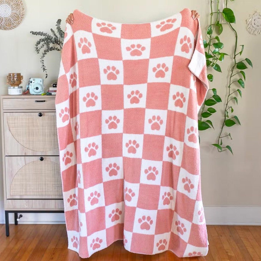 Home Lockwood Pillows & Throws | Paw Print Checker Blanket