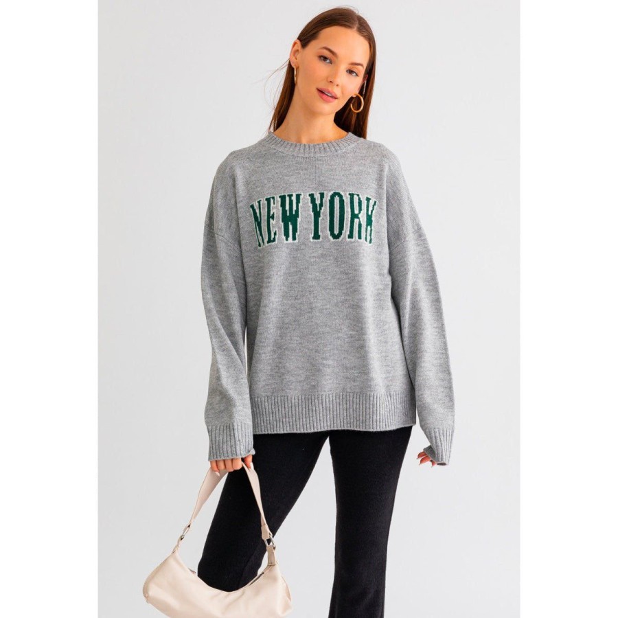 Women Lockwood Sweaters & Jackets | New York Round Neck Sweatshirt In Heather Grey