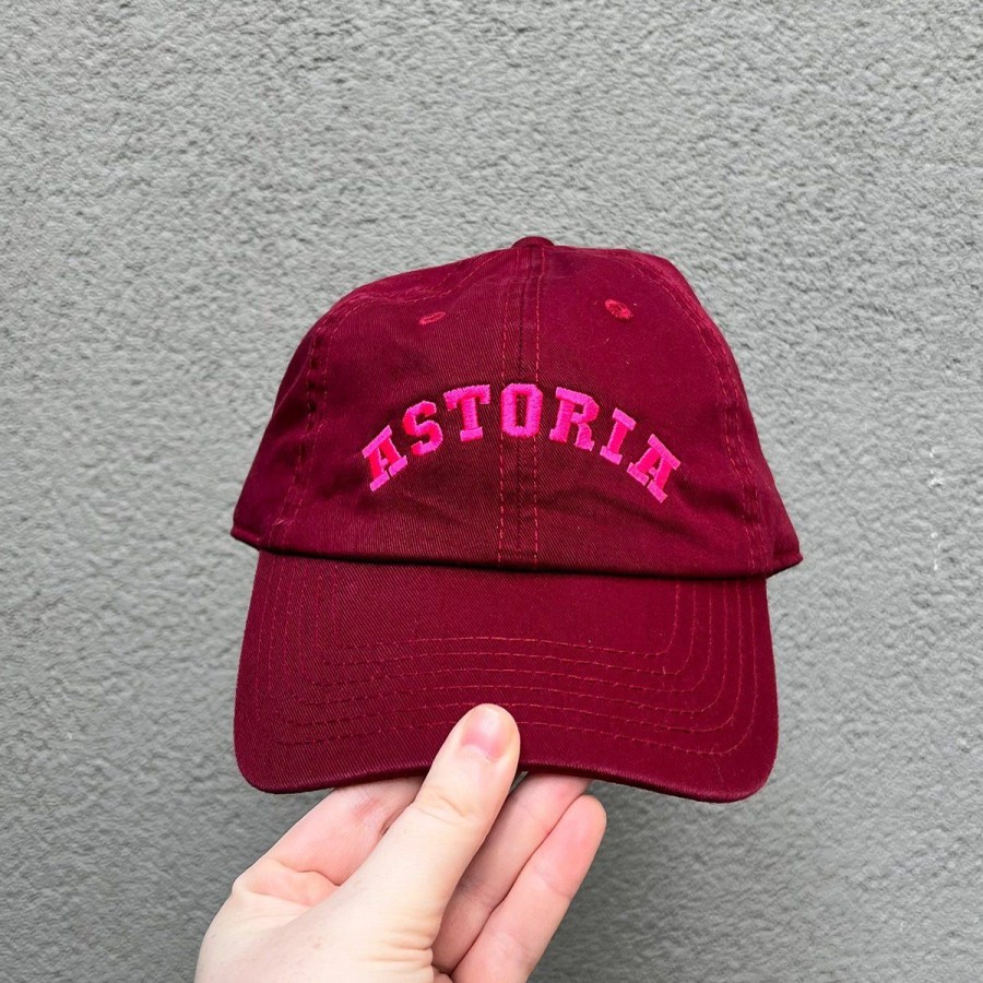 Accessories Lockwood | Astoria Arch Hat-Burgundy W/Hot Pink Thread